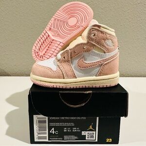 Jordan 1 Retro High OG (TD) Size 4 Atmosphere White Muslin Sail